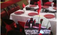 Black red and white wedding decor