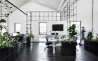 Black white and red office decor