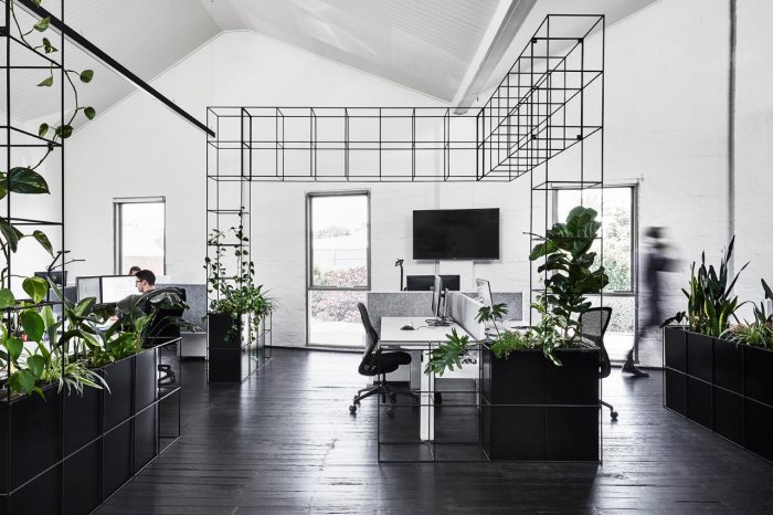 Black white and red office decor