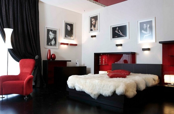 Black red and white room decor