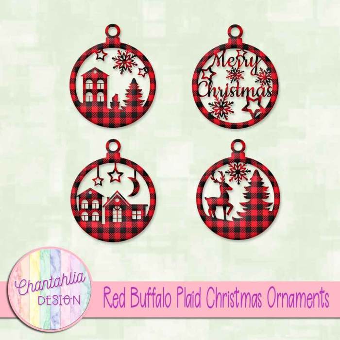 Black and red buffalo plaid christmas decor