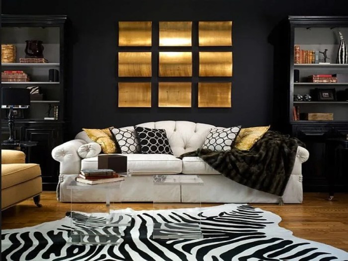 Black red and gold living room decor