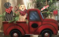 Cheap red truck decor