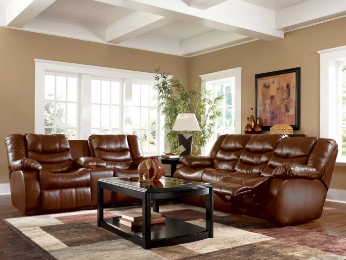 Brown red living room decor