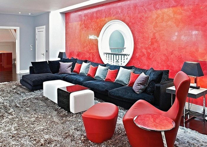 Red room living sofa set furniture leather icanhasgif ideas decor sets saved modern interior share