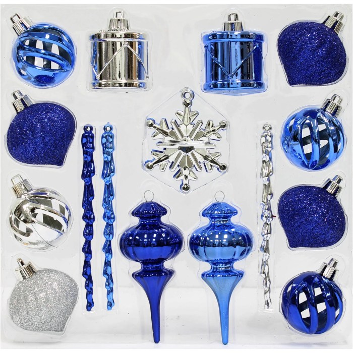 Blue red and silver christmas decor