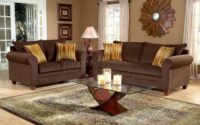 Brown red living room decor