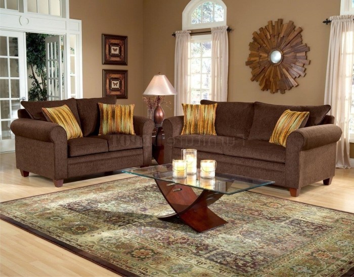 Brown red living room decor