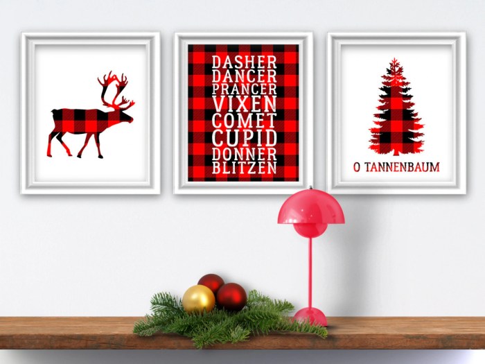 Black and red buffalo plaid christmas decor