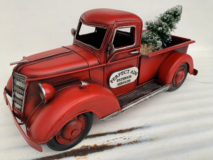 Truck red vintage decor metal trucks farm pickup sold etsy little