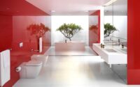 Bathroom wall decor red