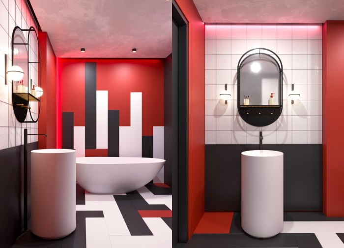 Merah warna sleek mandi kamar nyaman tetap paduan danelon meroni homeadore