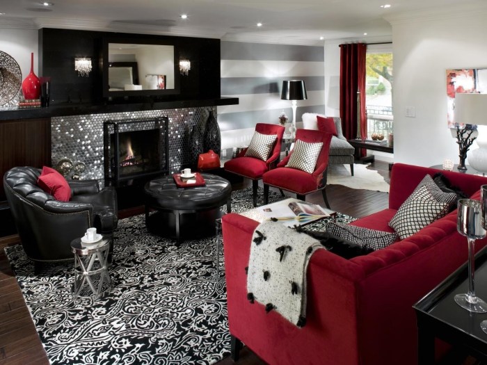 Black red and white home decor