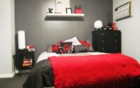 Black white red bedroom decor